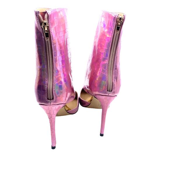 THINGS II COME Women's Size 12M Show-Stopping Pink Snake-Print Ankle Boot - Picture 7 of 12
